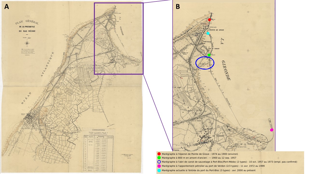 Emplacement des marégraphes