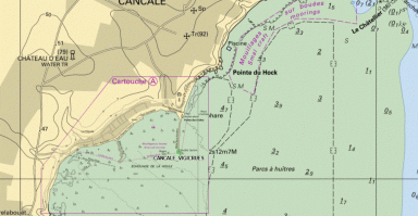Carte marine avec le point du marégraphe
