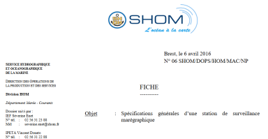 Spécifications générales d’une station de surveillance marégraphique