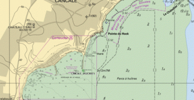 Carte marine avec le point du marégraphe