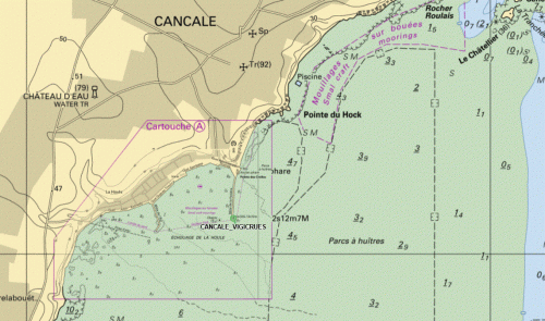 Carte marine avec le point du marégraphe