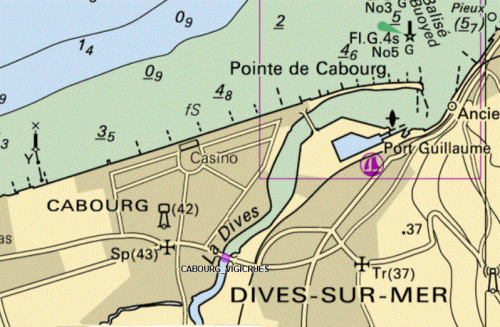 carte marine Cabourg Dives