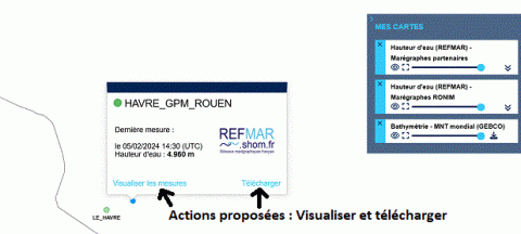 zoom sur un port avec le menu d'accès aux données