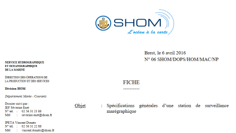 Spécifications générales d’une station de surveillance marégraphique
