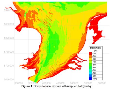 Computational domain with mapped bathymetry