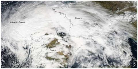 Image satellite du Xynthia. Source: NASA.