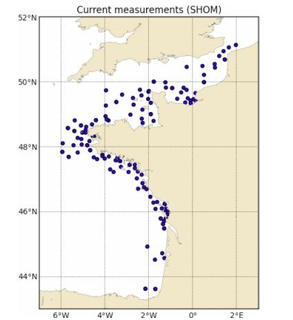 Current measurements location provided by French Hydrographic Offi ce (SHOM)