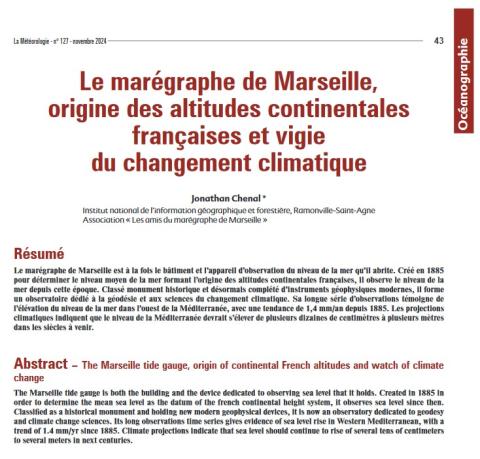 2024 Extrait couverture article J. Chenal marégraphe marseille - Revue la Météorologie