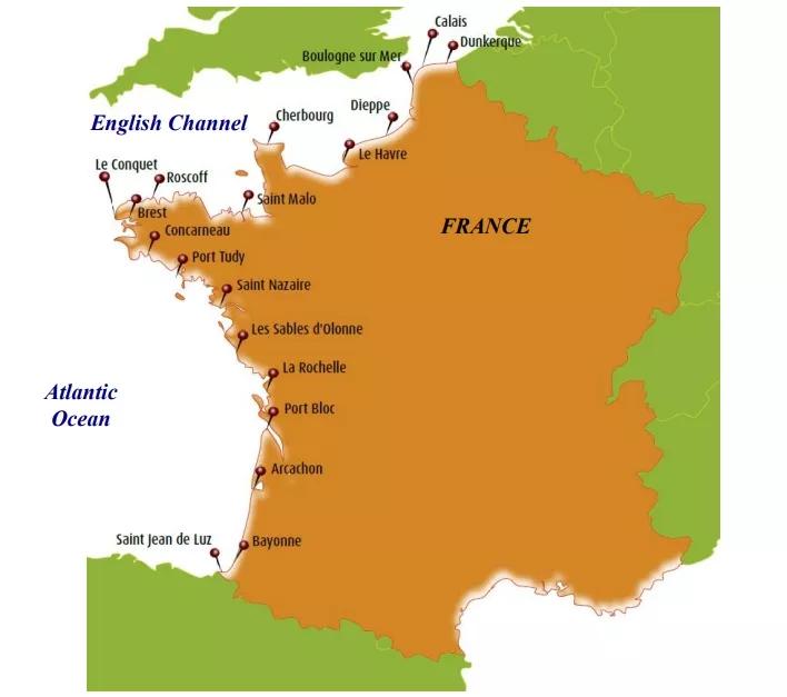 Locations of 19 harbours with more than 10 years of sea level data selected in this study.